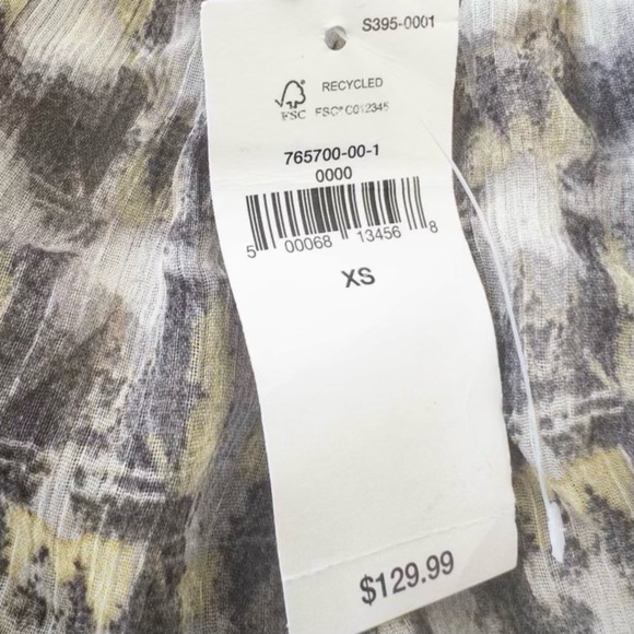 BANANA‎ REPUBLIC TIERED PEASANT, TAN PRINT DRESS, NEW WITH TAGS - Picture 7 of 10